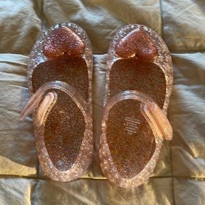 Old Navy Pink Glitter Jelly Sandals size 7 toddler GUC
